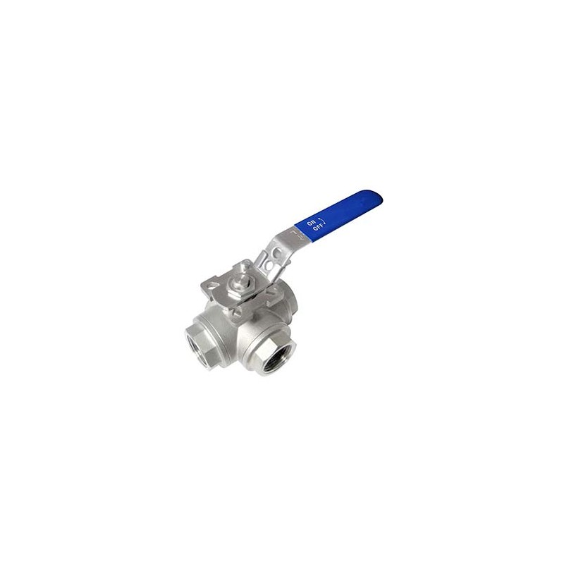 Stainless Steel 316 Tee Ball Valve Threaded Connection 25 mm