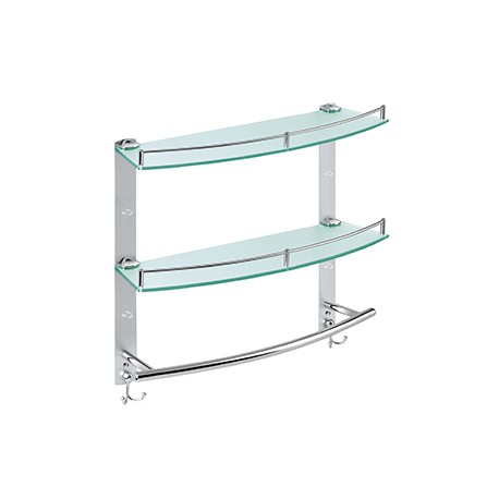 Bathroom Shelf Hanging Rail Double Layer Glass 60cm Deelat