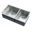 Kitchen or Bar Sink - Stainless Steel - Double Basin - 32”x18”x10” - Radius 10mm_D1160037_1