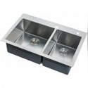 Kitchen or Bar Sink - Stainless Steel - Double Basin - 33"x21"x10" - Radius 0mm_D1160048_1