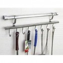 Kitchen Shelf Organizer Stainless Steel - 600x130x70mm(8 hooks)_D1161294_1